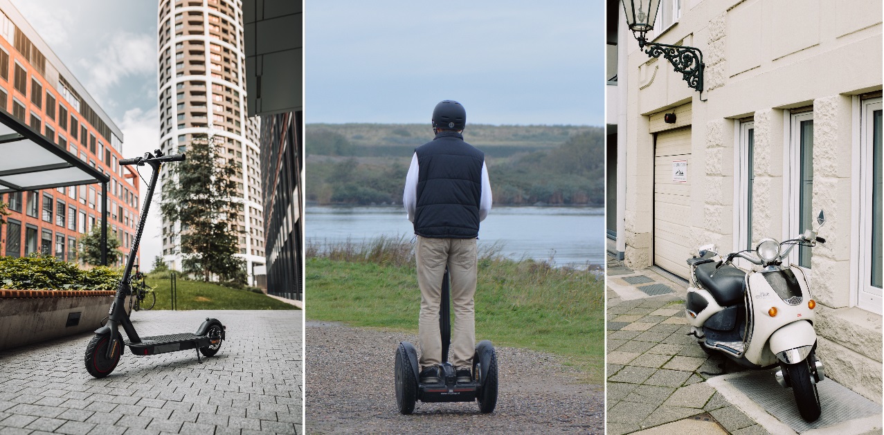 Types of scooters: electric kick scooter, segway, full-size scooter